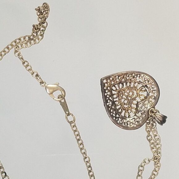 Heart Necklace Silver Color Pendant With Chain Love Friendship - Picture 6 of 6